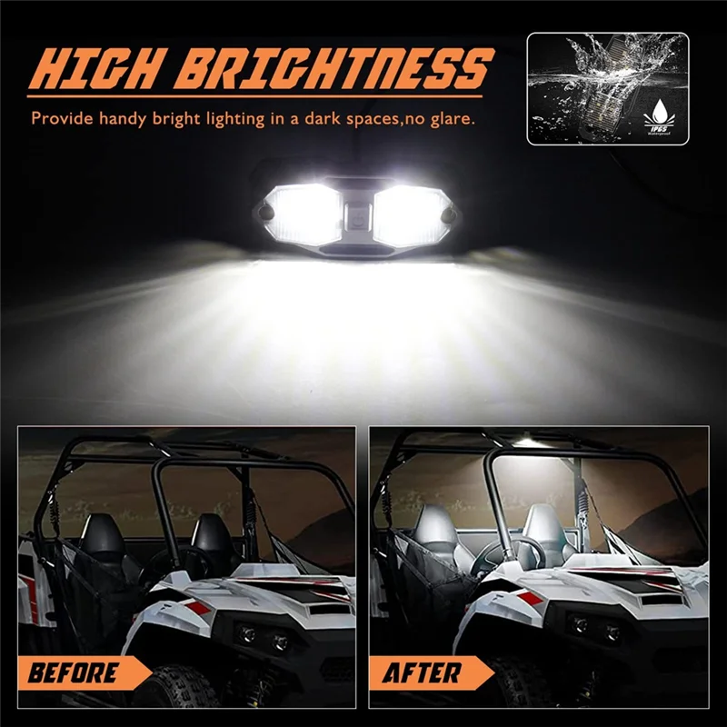 Red & White Dual-Color Roll Cage Dome Light for UTV & SXS