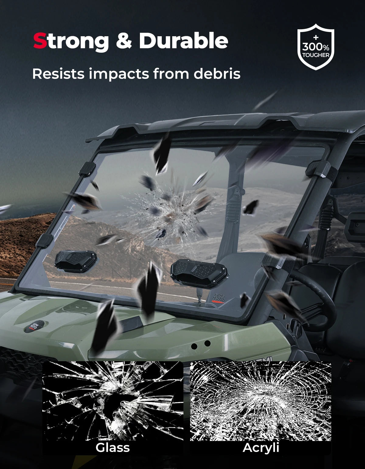 Hard-Coated Polycarbonate Full Front Windshield for Can-Am Defender (2016–2026)
