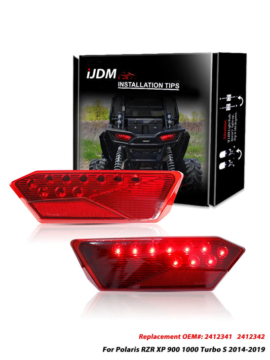 LED Rear Brake Tail Lights, Red Lens for Polaris RZR XP 1000, RZR 900 & RZR XP Turbo