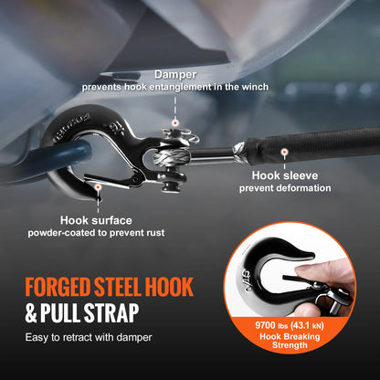 50 ft Synthetic Winch Rope with Forged Hook for UTV & SXS