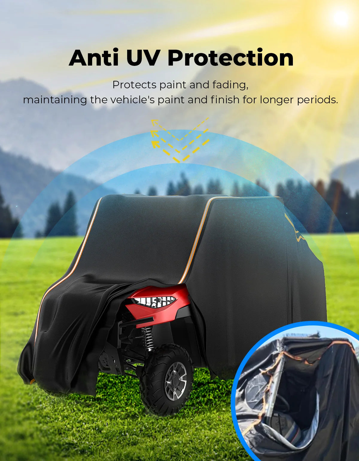 4-Seat Utility Vehicle Cover with PU Coating for Polaris Ranger XP 1000, General & RZR XP 1000