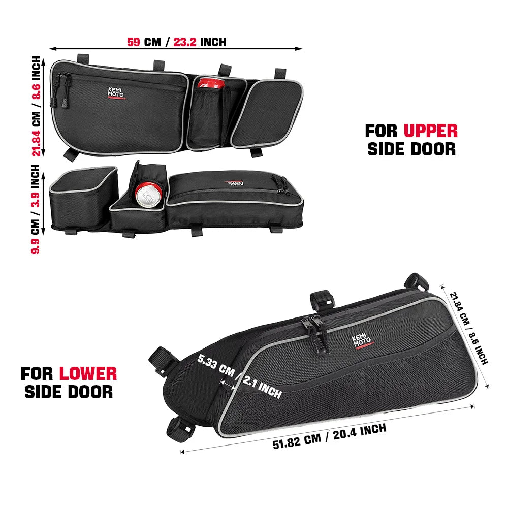 Upper and Lower Front Door Storage Bags with Knee Pad for Can-Am Maverick X3 (2017–2025)