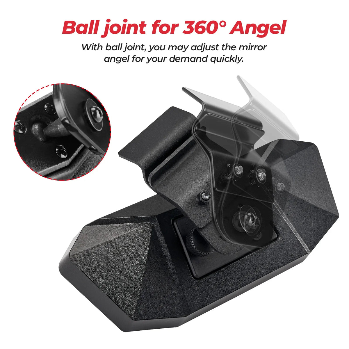 Wide Center Rear View Mirror for Can-Am Defender, Polaris Ranger 570 & More