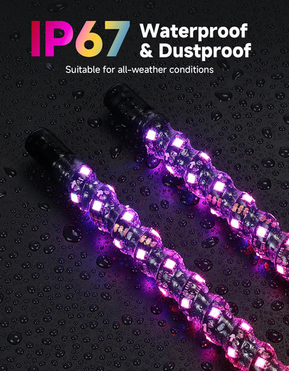 KEMIMOTO 3-Foot Spiral LED Whip Lights with Strobe for UTV & SXS