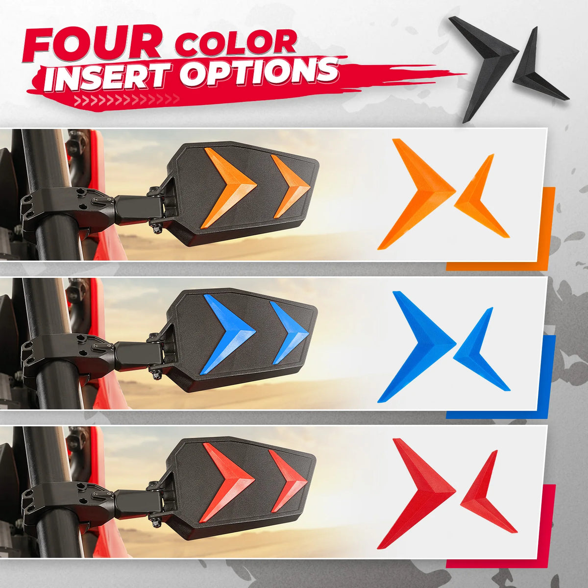 Shatterproof Tempered Glass Side Mirrors, 1.75–2 Inch for UTV & SXS