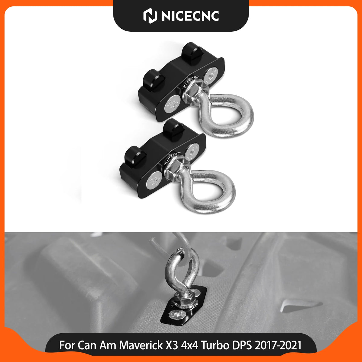 NICECNC Aluminum Lock Tie-Down Bed Anchors for Can-Am Maverick X3 (2017–2020)