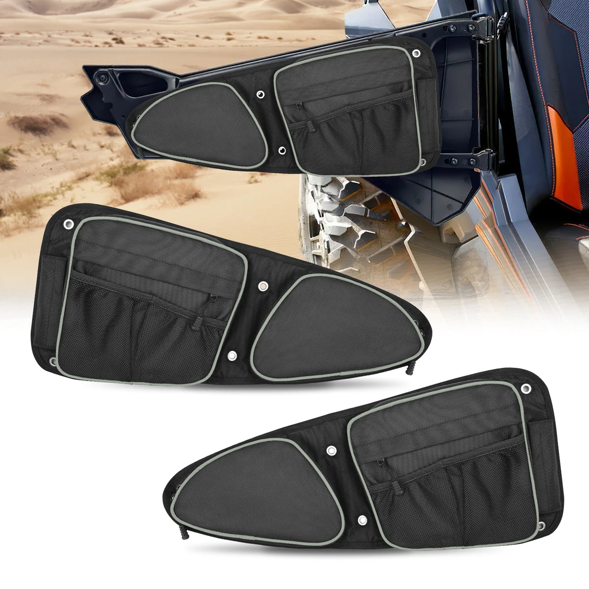 Front Door Storage Bags with Knee Pads and Cup Holder for Polaris RZR XP 1000, RZR XP Turbo & RZR 900