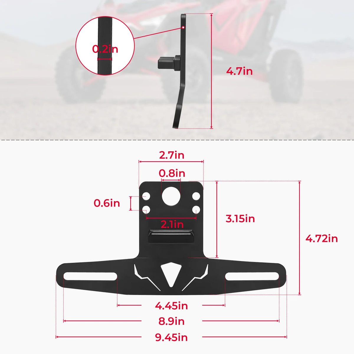 Rear License Plate Mount Holder for UTV & SXS