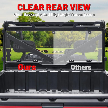 Quick-Release Clear Polycarbonate Rear Windshield for Polaris Ranger XP 1000 & Ranger XP 900