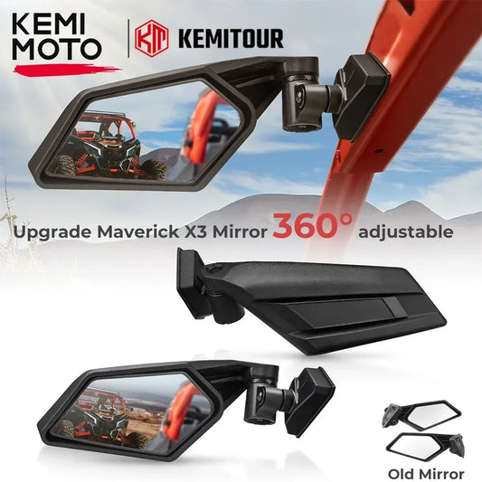 360-Degree Adjustable Side View Mirrors for Can-Am Maverick X3 (2017–2025)