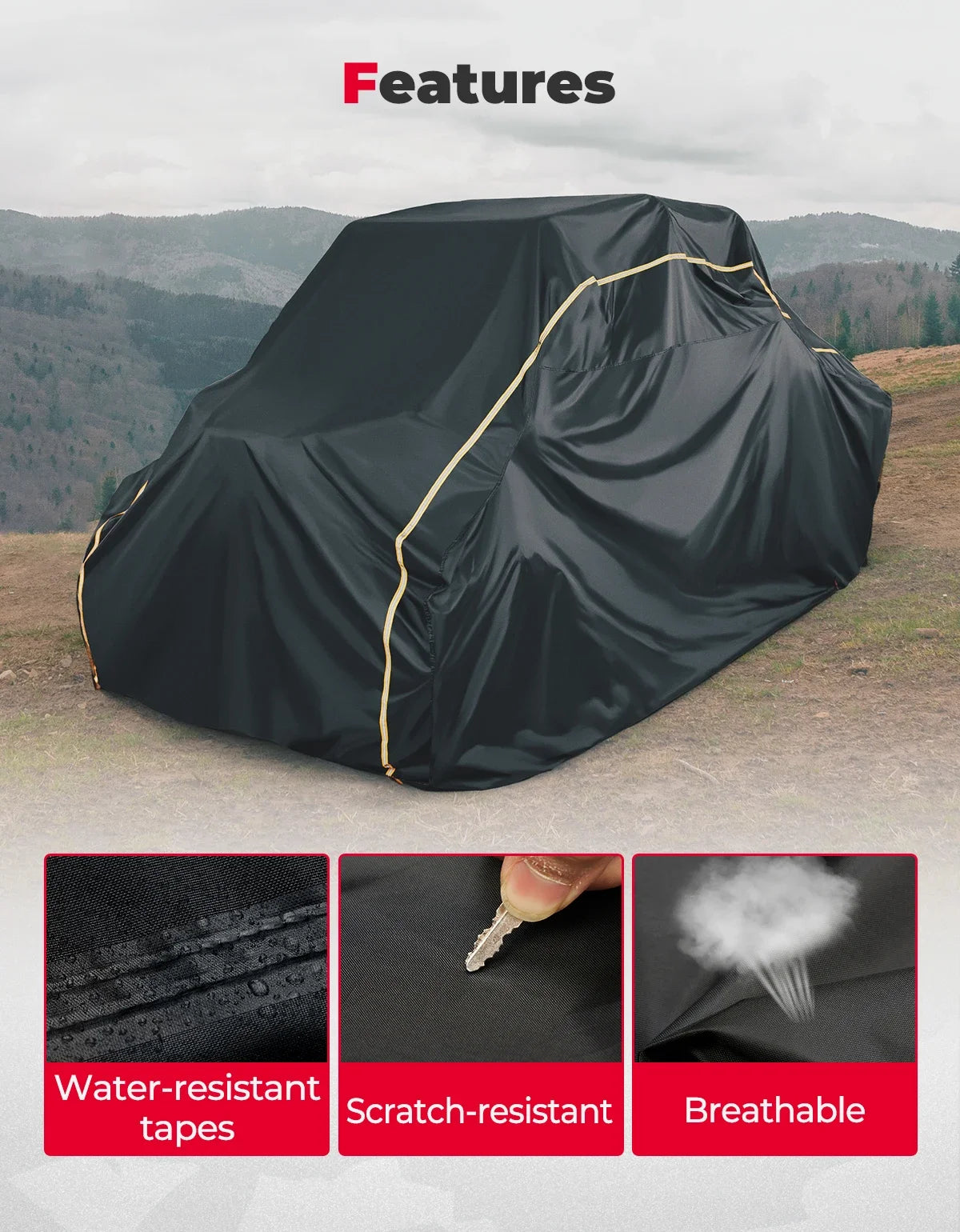 KEMIMOTO 4-Seater Waterproof UTV Storage Cover for Polaris RZR XP 1000, General & More