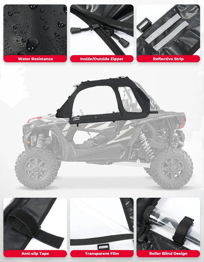 KEMIMOTO Soft Upper Door Set for Polaris RZR XP 1000, RZR XP Turbo & RZR 900