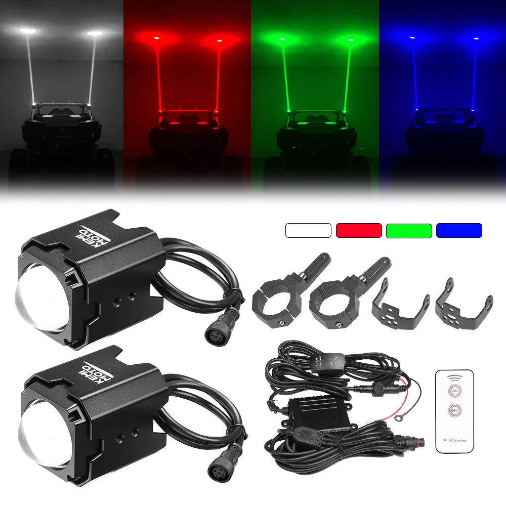 KEMIMOTO LED Whip Lights for 1.5–2 Inch Roll Cages for UTV & SXS