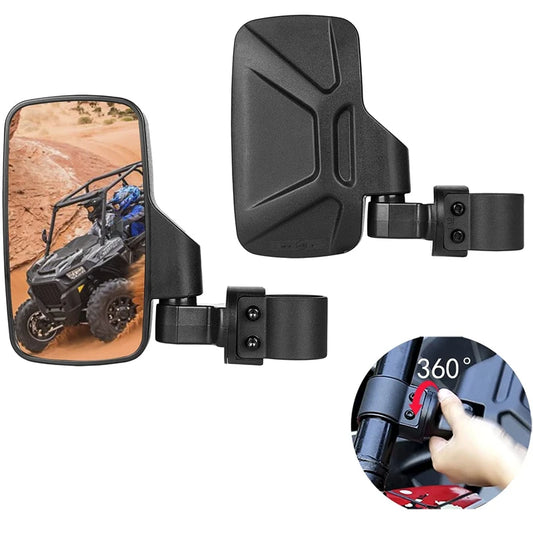 Side Mirrors with 1.75–2 Inch Roll Cage Clamps (Pair) for UTV & SXS