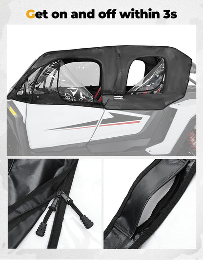 KEMIMOTO Soft Cab Enclosure Kit with 4 Side Windows for Polaris RZR XP 1000 (2024–2026)