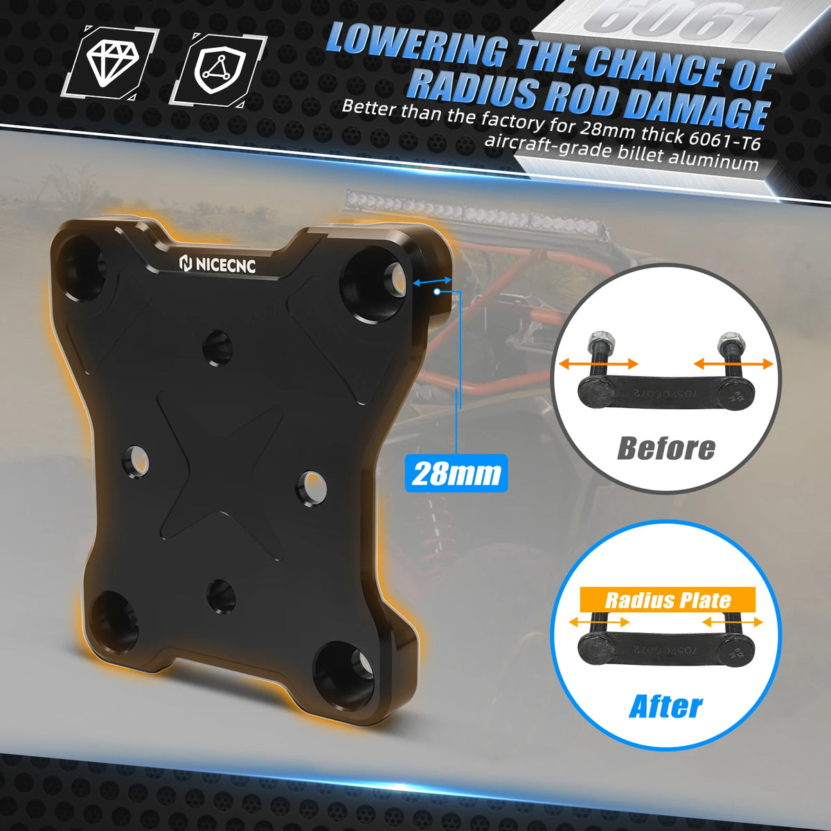 Radius Rod Plate with 2-Inch Hitch Receiver for Can-Am Maverick X3 (2017–2021)