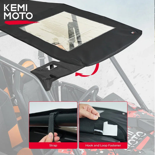 KEMIMOTO 1680D Sunshade Soft Roof Top, 4-Seat for Polaris RZR XP 1000, RZR XP Turbo & RZR 900