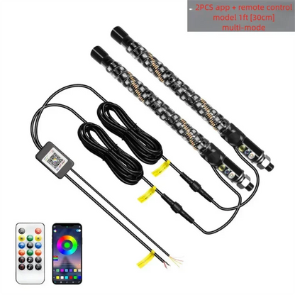 1 ft COB LED Whip Lights with Turn, Brake & Reverse (Pair) for UTV & SXS