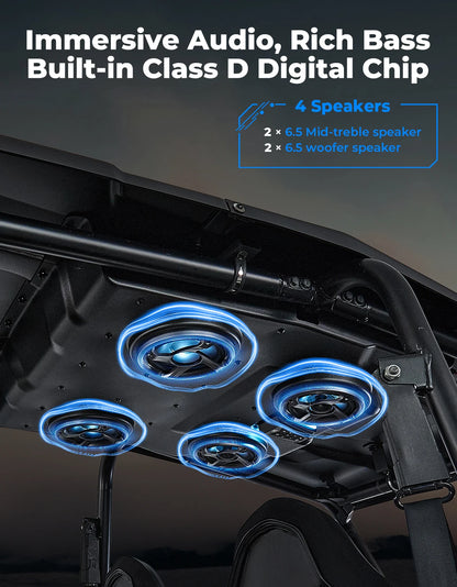 KEMIMOTO Bluetooth Audio Roof Top, IP66 Waterproof for Polaris RZR XP 1000, RZR XP Turbo & RZR 900