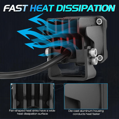 2-Inch LED Pod Lights, Spot or Flood Beam for UTV & SXS