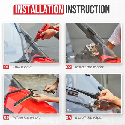 12V Electric Windshield Wiper with 16-Inch Blade for Polaris RZR 570, RZR 900 & More