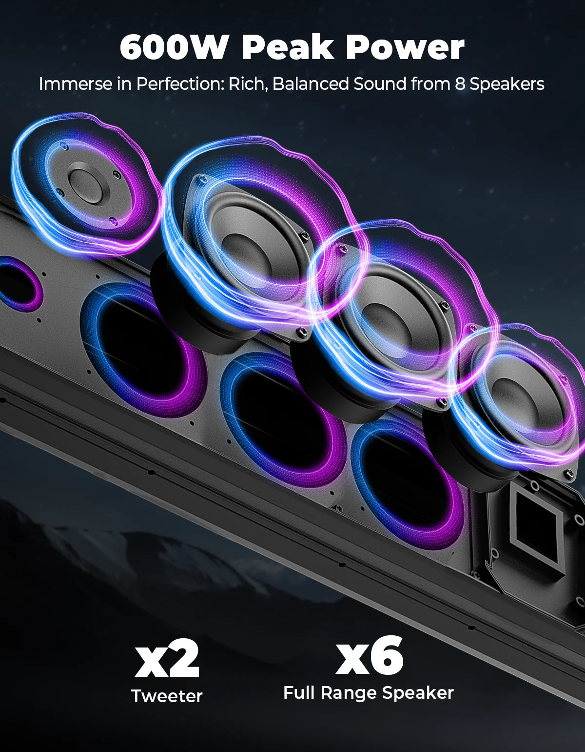 RGB Sound Bar for 1.5–2.25 Inch Roll Bars for UTV & SXS