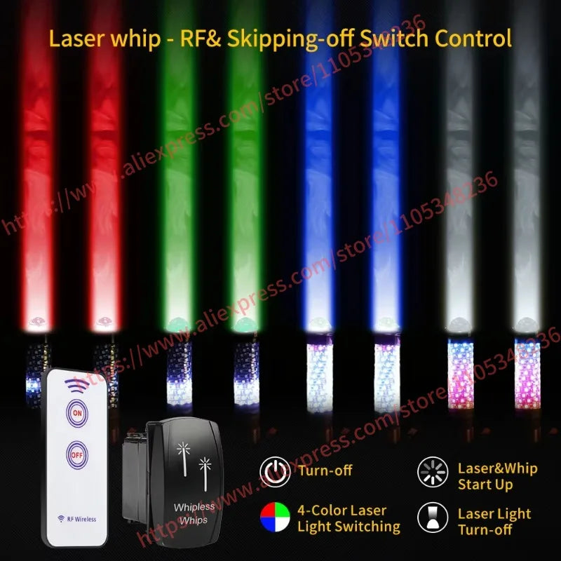Fat LED Whip Lights with Laser and Remote Control for UTV & SXS