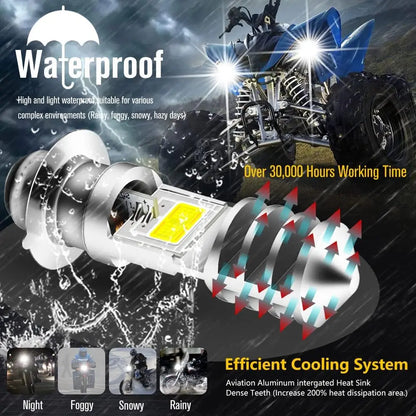 P15D LED Headlight Bulbs, 6000K White Hi/Lo (2-Pack) for UTV & SXS