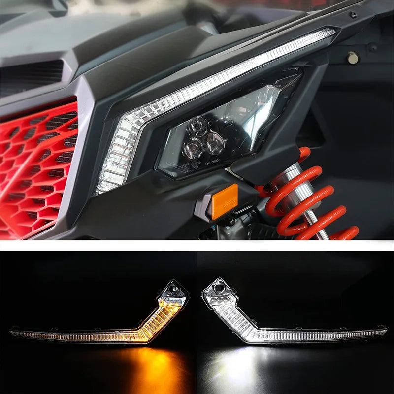 Front LED Signature Light Assembly with Flash Mode for Can-Am Maverick X3, Maverick Trail & Maverick Sport