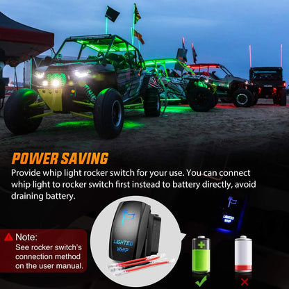 Nilight Spiral RGB LED Whip Lights with Remote (Pair) for UTV & SXS