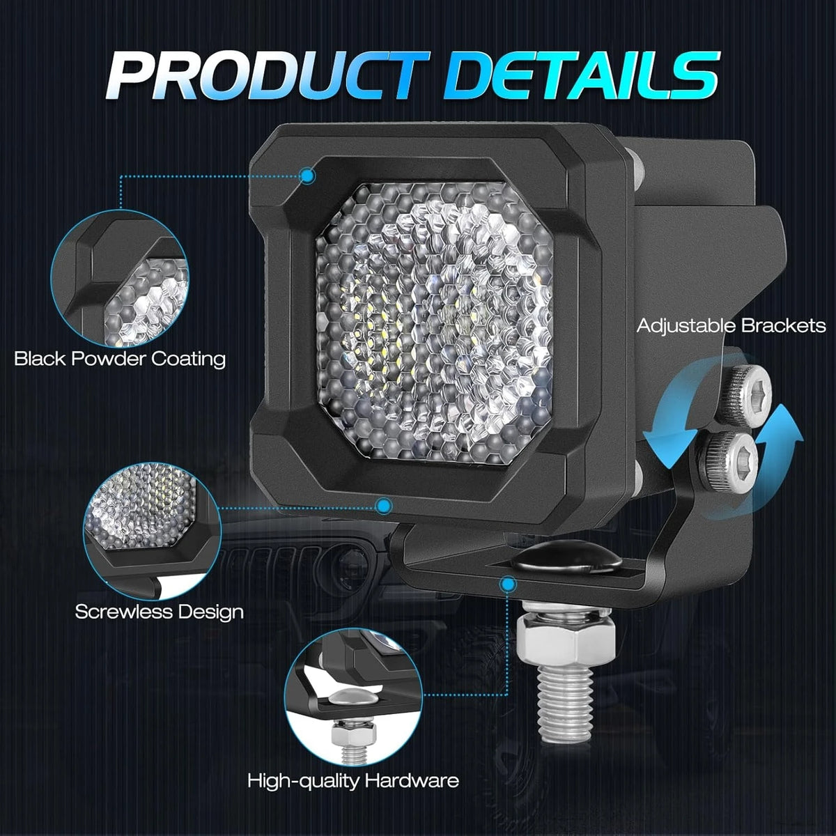 2-Inch LED Pod Lights, Spot or Flood Beam for UTV & SXS