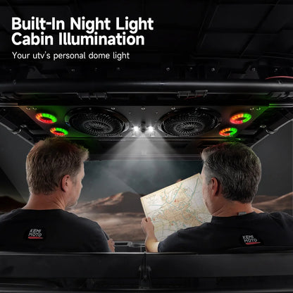 Overhead Cab Cooling Fan with RGB Dome Light, 12V for Polaris RZR XP 1000 & Can-Am Defender