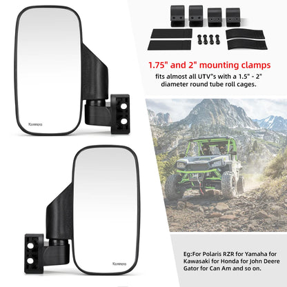 Shockproof Side Mirrors for 1.75–2 Inch Roll Cage for UTV & SXS
