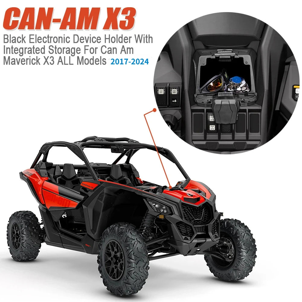 Center Console Storage Box with Tablet Holder for Can-Am Maverick X3 (2017–2024)