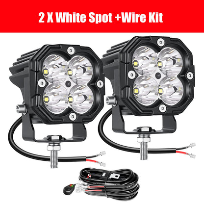 3-Inch 30W LED Cube Pods with Wiring Kit for UTV & SXS