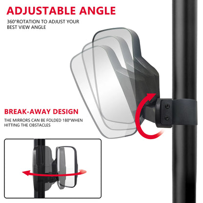 KEMIMOTO Side Mirrors for 1.75–2 Inch Pro-Fit Profiled Cage for Polaris Ranger XP 1000, Ranger 1000 & More