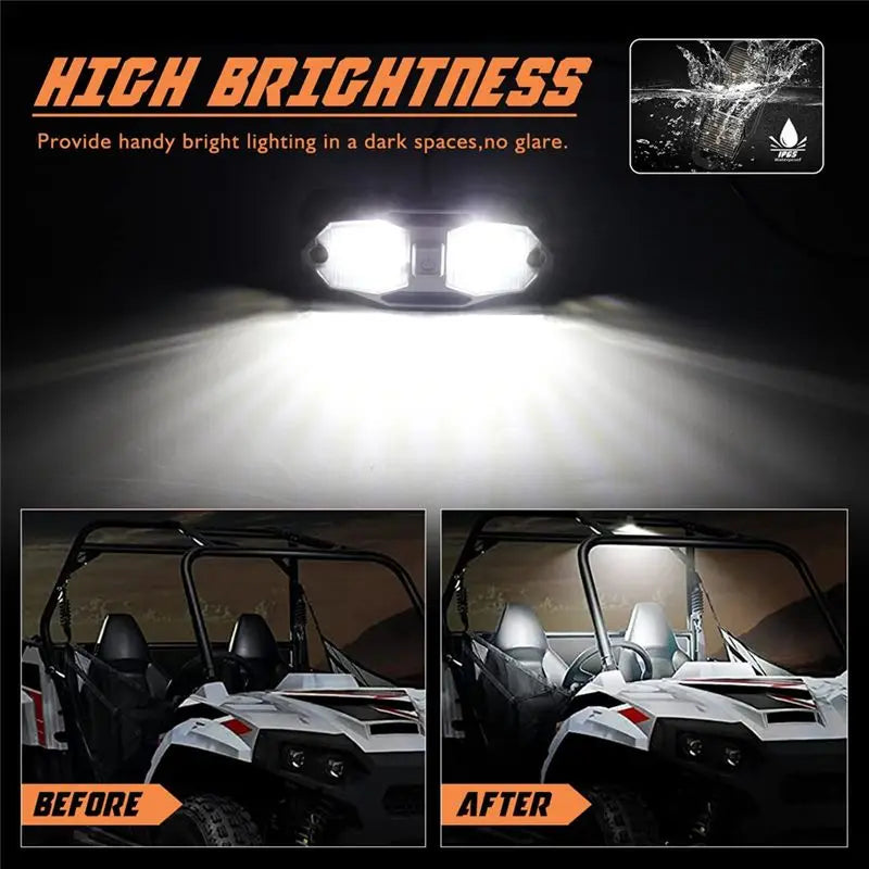 Red and White LED Roll Cage Dome Light with Switch for UTV & SXS