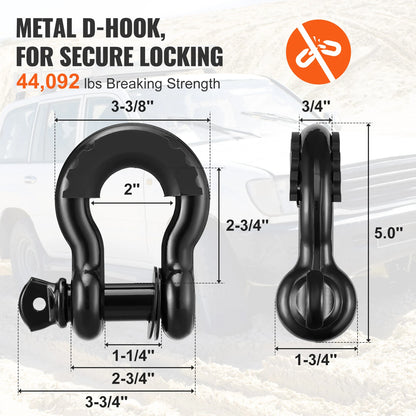 Off-Road Winch Recovery Kit with Tow Strap & D-Ring for UTV & SXS