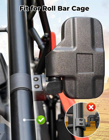Side Mirrors for 1.6–2-Inch Roll Cage for UTV & SXS