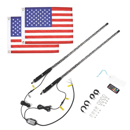 KEMIMOTO 3 ft Spiral LED Whip Light with App Control for UTV & SXS