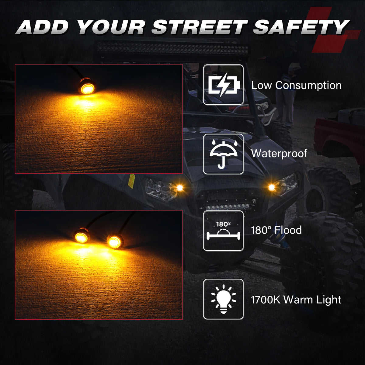 Street Legal Turn Signal & Horn Kit with Rocker Switch for Can-Am Maverick X3 & Polaris Ranger XP 1000