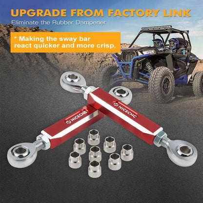 NICECNC Front and Rear Sway Bar Link Kit for Polaris RZR XP 1000 & RZR XP Turbo