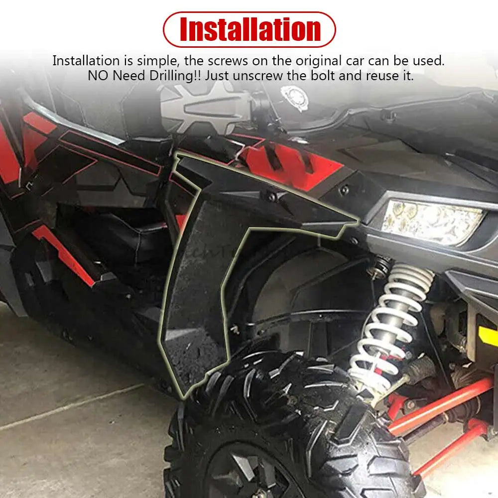 Mud Flaps Kit with Front Fender Flare Covers for Polaris RZR XP 1000, RZR XP Turbo & More