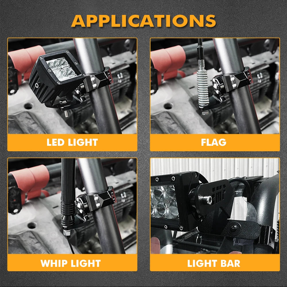 NICECNC LED Light & Flag Mount Bracket, 1.75–2 Inch for UTV & SXS