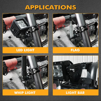 NICECNC LED Light & Flag Mount Bracket, 1.75–2 Inch for UTV & SXS