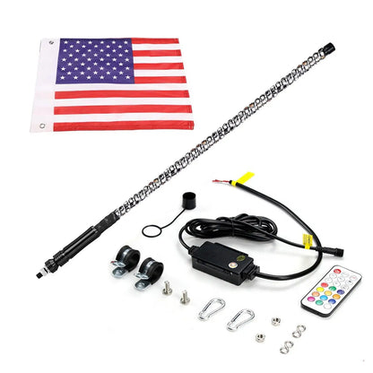 RGB LED Whip Light with RF Remote, 2–5 Foot for UTV & SXS