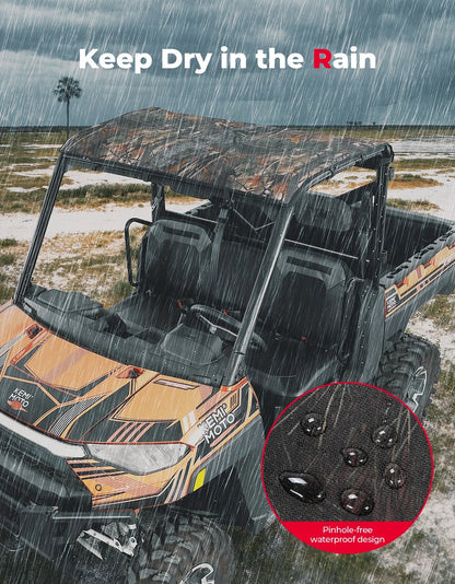 KEMIMOTO 3-Seat Canvas Sunshade Soft Top for Polaris Ranger XP 1000, Ranger 1000 & Ranger XP 900
