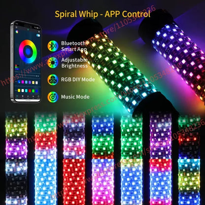 Fat LED Whip Lights with Laser and Remote Control for UTV & SXS