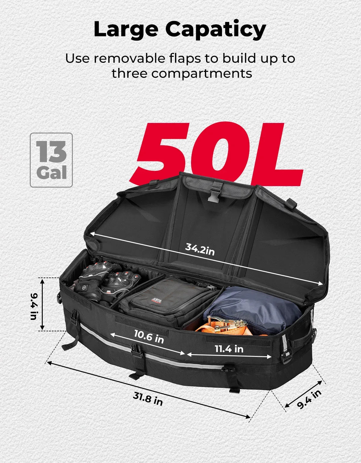 13-Gallon Rear Rack Cargo Storage Bag for Can-Am Maverick X3 (2017–2026)