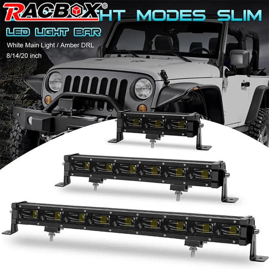 Slim 6D LED Light Bar with White & Amber DRL for UTV & SXS